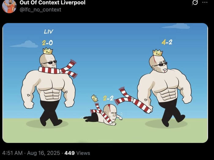Meme Liverpool, menang tapi pertahanannya dipertanyakan.
