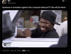 Ini sepertinya fans Arsenal yang sudah pede Viktor Gyokeres bakal bisa mengoyak pertahanan Liverpool saat kedua tim berjumpa. Foto: dok. Internet/X (Twitter)