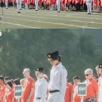 Dari foto yang dibagikan terlihat upacara tersebut diikuti oleh staf dan para murid di sekolah Noah yang jumlahnya tak sedikit. Foto: Instagram/@itsmebcl