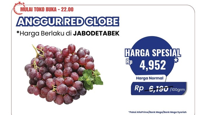 Beli Anggur Red Globe di Transmart Full Day Sale Lagi Murah-Murahnya