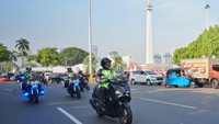 Kakorlantas mengitari kawasan Monas untuk memastikan proses pengamanan HUT RI ke-80. (Dok Istimewa)