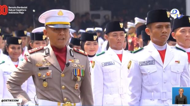 -Komandan Kompi Paskibraka, AKP Raden Bimo Dwi Lambang(Tangkapan Layar)