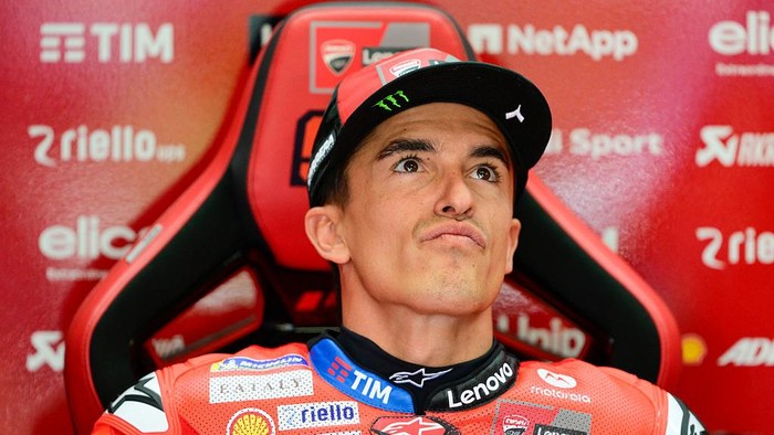 SPIELBERG, AUSTRIA - AUGUST 15: Marc Marquez of Spain riding the Lenovo Ducati (93) in his garage during Free Practice ahead of the MotoGP of Austria at Red Bull Ring on August 15, 2025 in Spielberg, Austria. (Photo by Gold & Goose Photography/Getty Images)