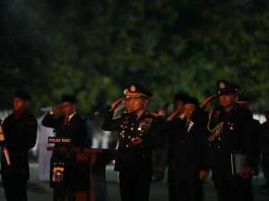Momen Khidmat Renungan Suci Polda Riau di TMP Kusuma Dharma di HUT RI ke-80