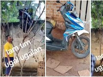 Maling di Lampung Tinggalkan Motor yang Gagal Dicuri di Pagar Tembok