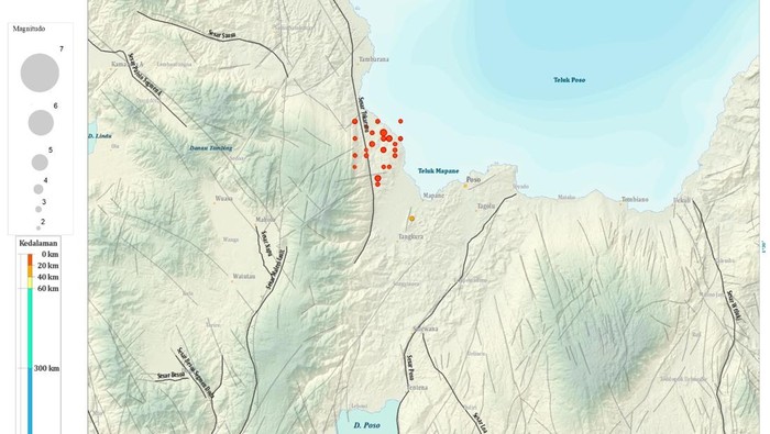 Peta titik gempa hasil monitoring BMKG