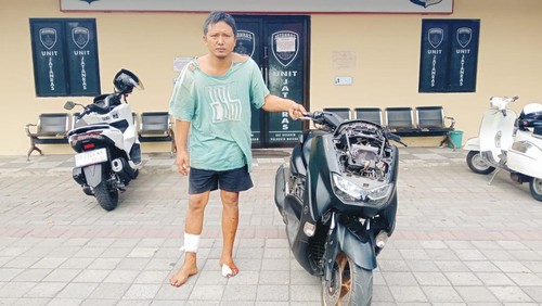 Seorang residivis berinisial S alias Cekok kembali ditangkap polisi lantaran mencuri sepeda motor di kos-kosan di Mataram, NTB, Minggu (17/8/2025). (Foto: Satreskrim Polresta Mataram)