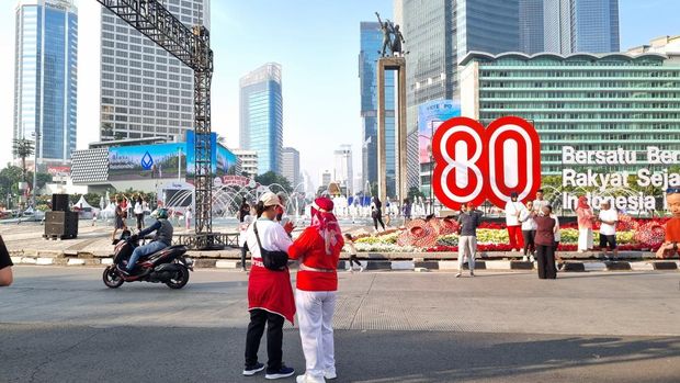 Suasana area Bundaran HI saat CFD ditiadakan pada 17 Agustus 2025 (Taufiq/detikcom)