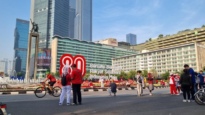 Suasana area Bundaran HI saat CFD ditiadakan pada 17 Agustus 2025 (Taufiq/detikcom)