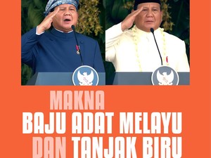 Infografis: Makna Baju Adat Melayu dan Tanjak Biru yang Dipakai Prabowo