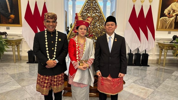 Ketua DPD RI Sultan B Najamudin di Istana Merdeka bersama Ketua MPR Ahmad Muzani dan Ketua DPR Puan Maharani (dok. DPD RI)