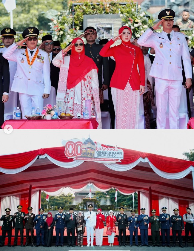 Setia mendampingi suami, Margin tampak mengikuti jalannya upacara dari awal hingga akhir dengan serius. Foto: Instagram/@marginw