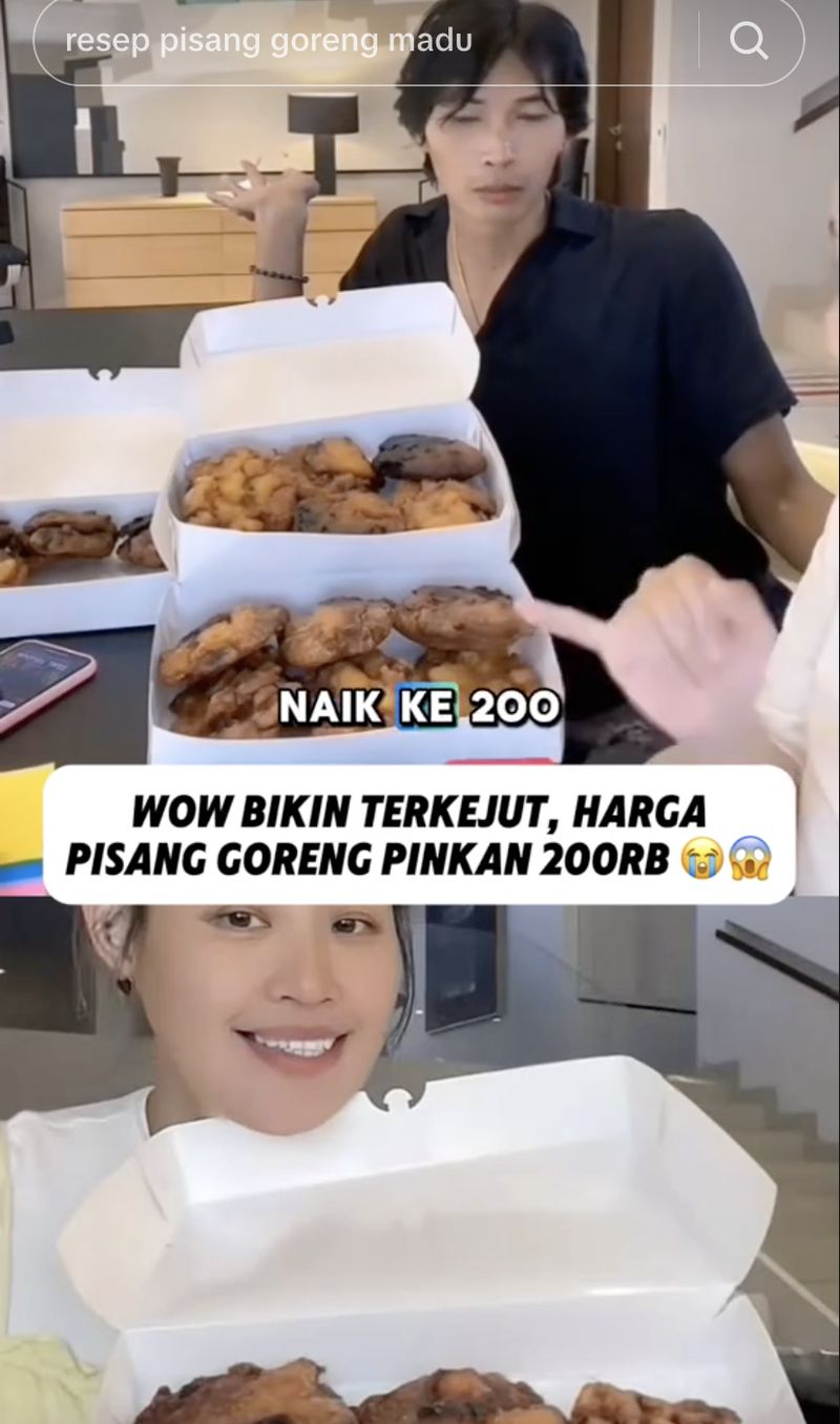 Pinkan Mambo jualan pisang goreng