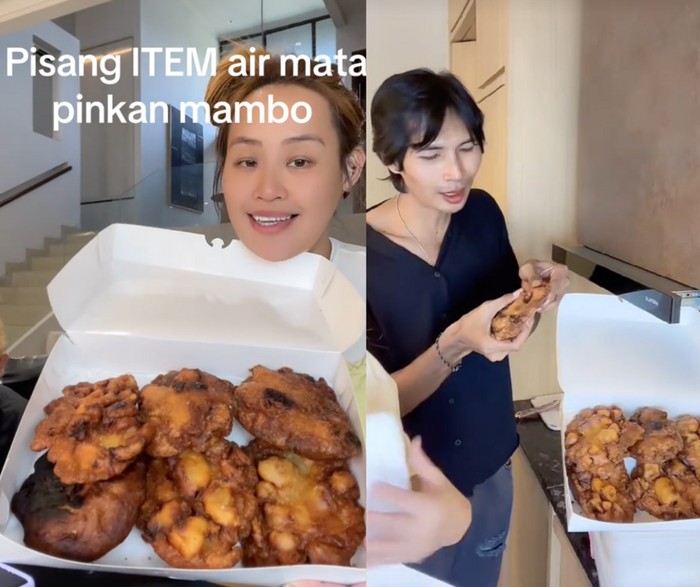 Pinkan Mambo jualan pisang goreng