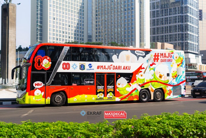Tujuh bus TransJakarta penuh dengan gambar, dijadikan kampanye 