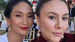 Pesona Velove Vexia dan Wulan Guritno Berkebaya Beludru Merah Marun