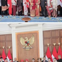 Melengkapi penampilannya, Mayangsari menambahkan selendang merah dengan motif bunga yang dikenakan di bahu, senada dengan kain bawahan yang dikenakannya. Foto: Instagram/@mayangsari_official
