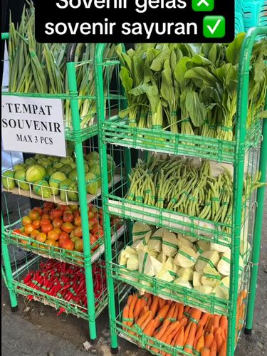 Pengantin ini emmberikan souvenir unik berupa sayuran segar untuk para tamu undangan.