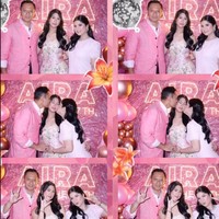 Dalam unggahan Instagram Annisa Pohan terlihat Almira dan kedua orangtuanya kompak kenakan busana serba pink, senada dengan dekorasi di acara ulang tahunnya. Foto: Instagram/@annisayudhoyono