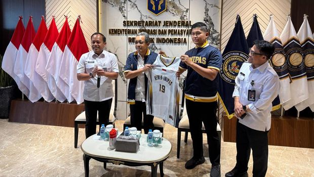 Audiensi tim basket Kementerian Imipas dengan Sekjen Kemenimipas Asep Kurnia dalam rangka persiapan pertandingan Kapolri Cup 2025, Rabu (20/8/2025).