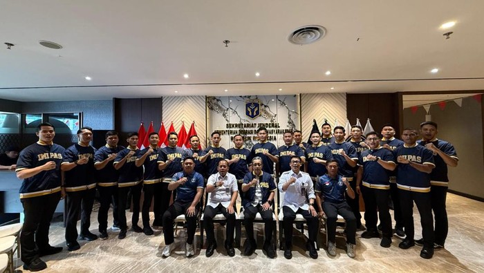Audiensi tim basket Kementerian Imipas dengan Sekjen Kemenimipas Asep Kurnia dalam rangka persiapan pertandingan Kapolri Cup 2025, Rabu (20/8/2025).