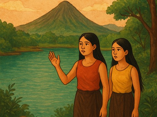 Dedu dan Ngode, Legenda Dua Saudari yang Hilang di Telaga Toto Nagekeo. (AI)