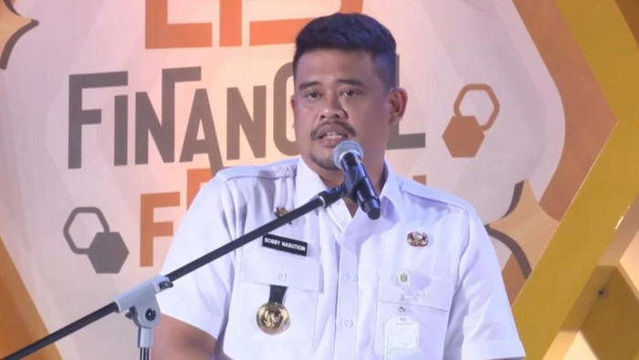 Gubernur Sumatera Utara (Sumut) Bobby Nasution dalam acara LPS Financial Festival 2025 di Medan, Sumatra Utara, Rabu (20/8/2025).