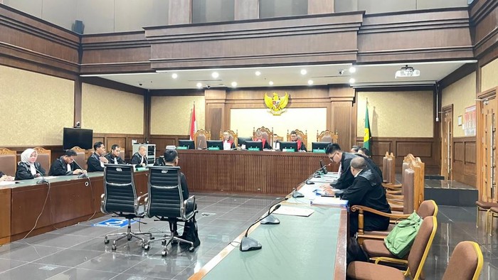 Sidang dakwaan kasus suap majelis hakim terkait vonis lepas perkara minyak goreng (Mulia/detikcom)