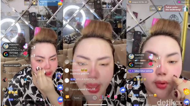 Tangkapan layar live streaming Lisa Mariana.