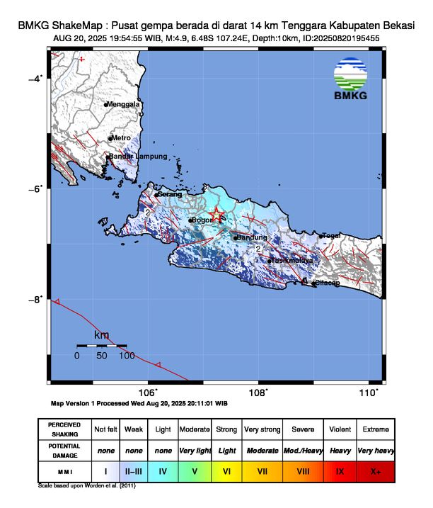Gempa Bekasi 20 Agustus 2025
