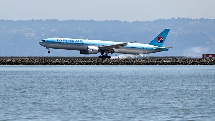 Keindahan Seoul Raih Gelar Kota Wisata Paling Favorit Dunia SAN FRANCISCO, CALIFORNIA - JULY 19: A Korean Air passenger plane lands as most of flights canceled due to major Microsoft IT outage, at San Francisco International Airport (SFO) in San Francisco, California, United States on July 19, 2024. Airports, airlines, media outlets, stock exchange, booking and check-in services affected by shock all around the continent. (Photo by Tayfun Coskun/Anadolu via Getty Images)