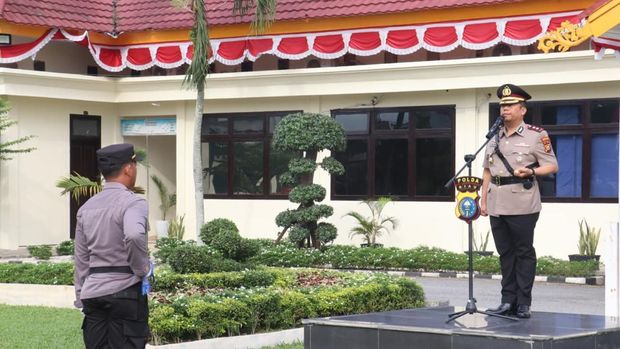 Peringatan Hari Juang Polri di Polres Pelalawan berlangsung khidmat.