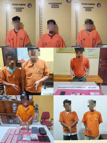 Polres Kampar, Riau, menangkap 9 tersangka kurir hingga pengedar sabu dalam operasi selama 5 hari.