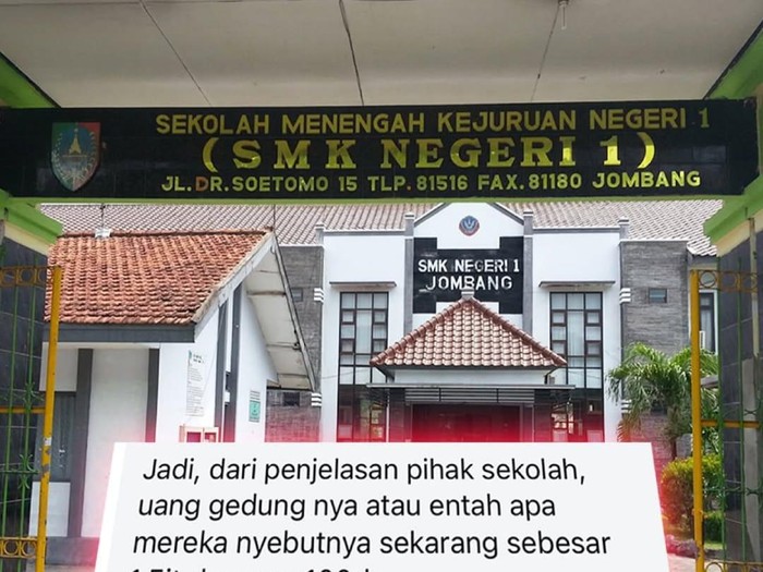 SMKN 1 Jombang diviralkan menarik tarikan uang gedung per siswa Rp 1,5 juta