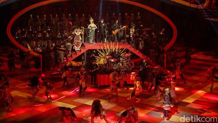 Pagelaran Sabang Merauke 2025 yang mengusung tema “Hikayat Nusantara” berlangsung megah di Indonesia Arena, Senayan, Jakarta, Jumat (22/8/2025).