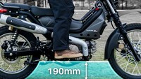 Ground clearance 190 mm (lebih tinggi 10 mm dari model sebelumnya), dan juga bobot ringan hanya 115 kg. Kombinasi ini membuatnya lincah di jalanan perkotaan, namun tetap andal saat dibawa melibas jalur semi-off road. Foto: Pandu Laju