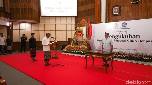 Satya Pratama, seusai dilantik Kepala Regional X BKN, di kantor Gubernur Bali, Jumat (22/8/2025). (Aryo Mahendro/detikBali).