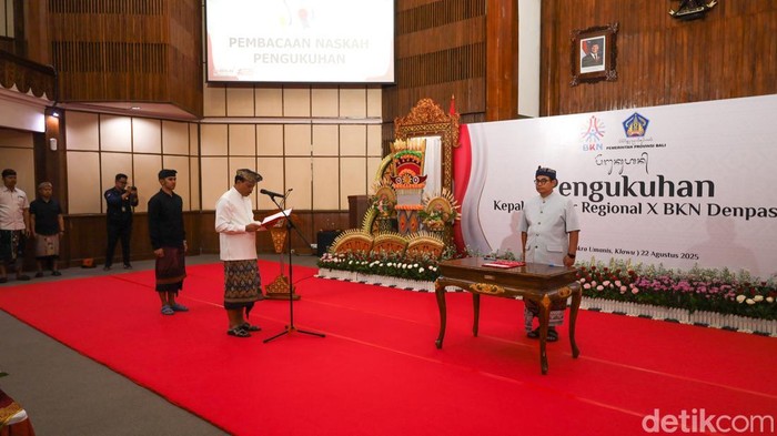 Satya Pratama, seusai dilantik Kepala Regional X BKN, di kantor Gubernur Bali, Jumat (22/8/2025). (Aryo Mahendro/detikBali).