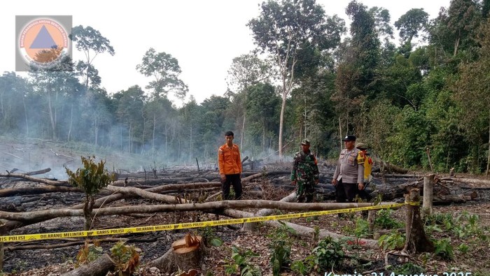 Lokasi karhutla di Muba dipasang police line.