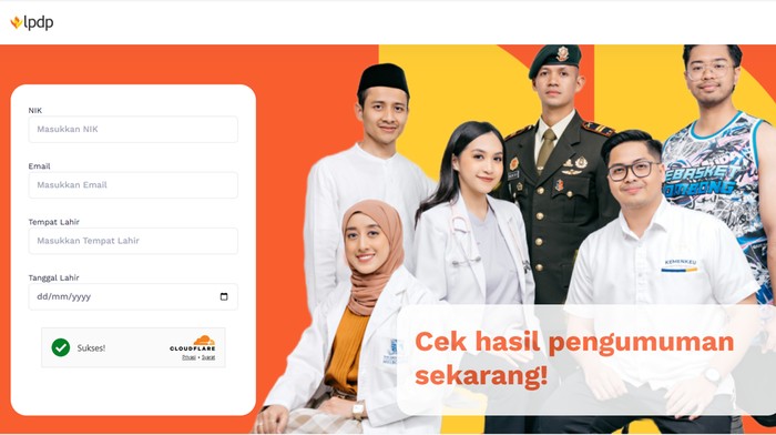 Pengumuman hasil seleksi LPDP. (Tangkapan layar)