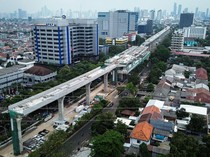 Penampakan dari Udara Pembangunan LRT Jakarta Fase 1B