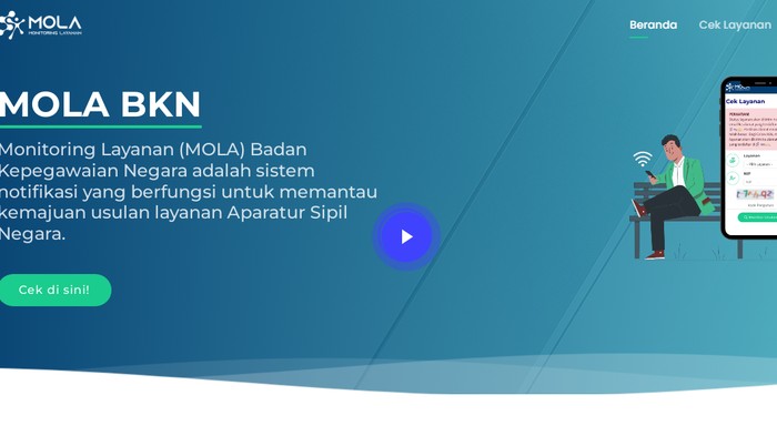 Tangkapan Layar Situs Monitoring Layanan (MOLA) BKN