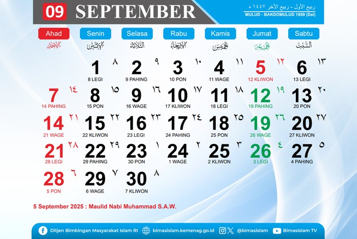 KALENDER SEPTEMBER 2025.