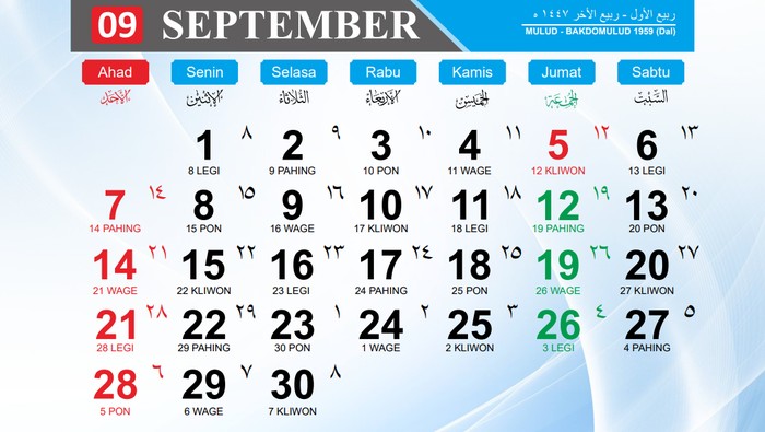 KALENDER SEPTEMBER 2025.