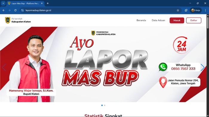Screeenshot/Web Lapor Mas Bup