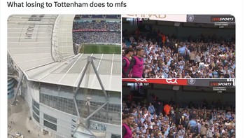 Fans City keluar stadion sebelum laga usai karena timnya kalah. Foto: X.com