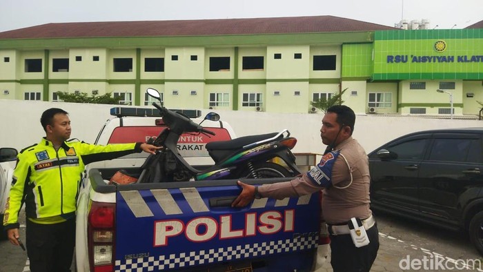 Motor Supra diamankan di Unit Gakkum Sat Lantas Polres Klaten.