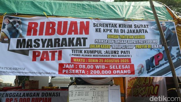 Donasi yang terkumpul untuk aksi warga Pati demo di KPK Jakarta per Senin (25/8/2025) tembus Rp 141 juta.