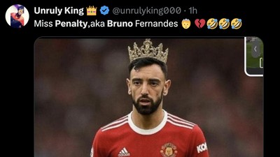 Meme Bola Penalti Bruno Fernandes Nyangsang ke Mana-mana