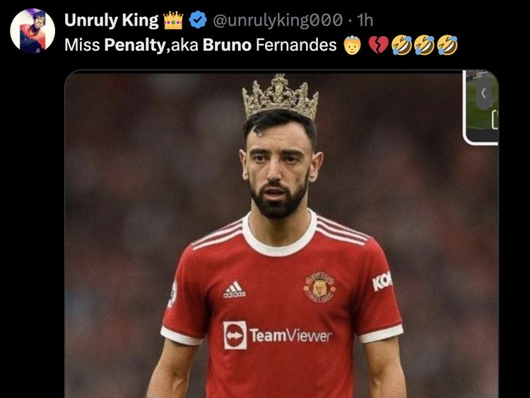 Meme Bola Penalti Bruno Fernandes Nyangsang ke Mana-mana